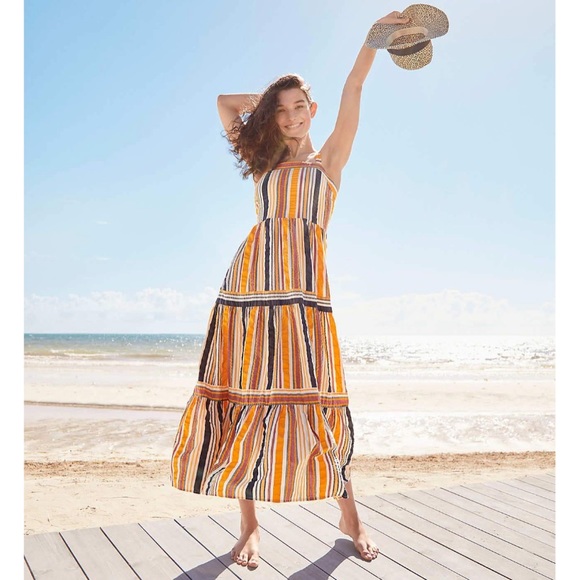 LOFT Dresses & Skirts - Loft Multicolor Stripe Tiered Maxi Dress